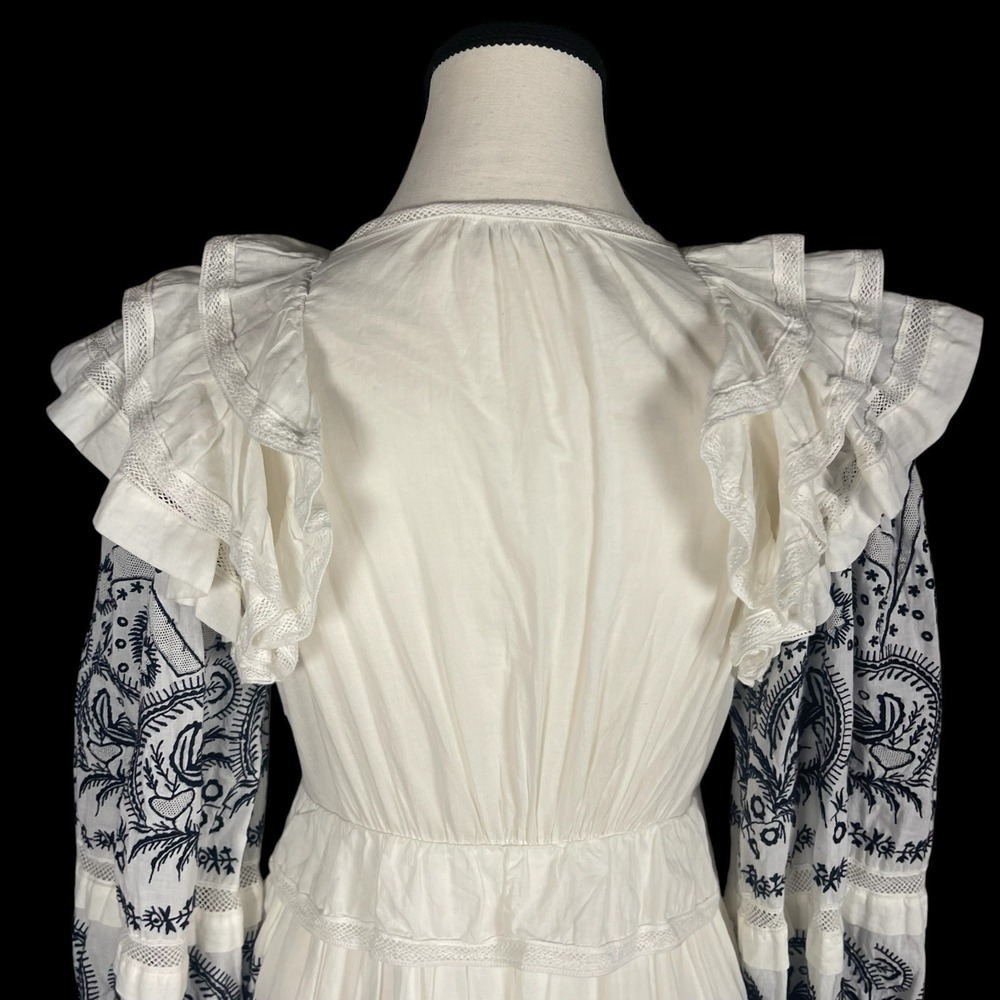 Ulla Johnson Bridget Embroidered  Tiered Mini Dress Womens 2 Victorian Boho - Picture 7 of 11
